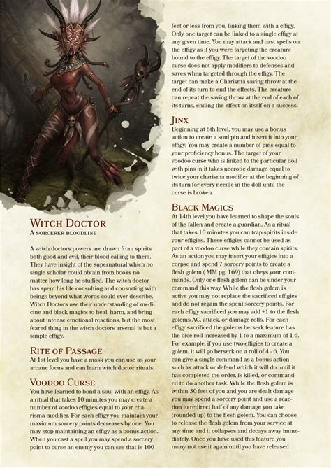 Dnd 5e Homebrew — Witch Doctor Sorcerer By Poundtown00 Dungeons And