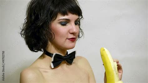 Attractive Sexy Woman Eating Banana Stock Video Adobe Stock