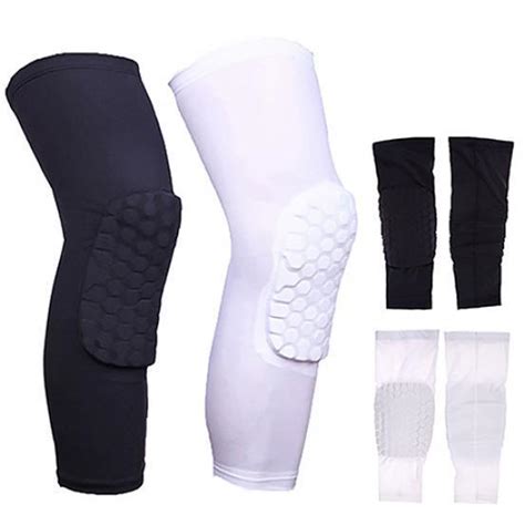 Cheap 1pc Unisex Honeycomb Pad Anti Slip Sport Crashproof Leg Knee Long