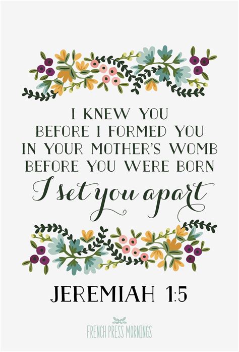 Jeremiah 15 I Knew You Before I Formed You In Your Mothers Womb Verse