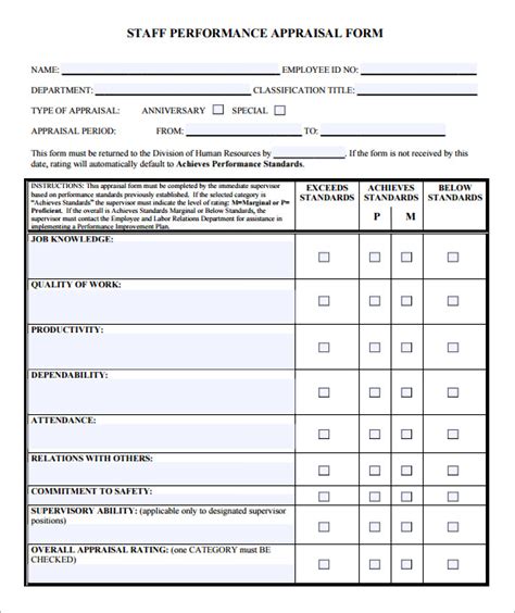 Free Employee Evaluation Form Samples In Ms Word Pages