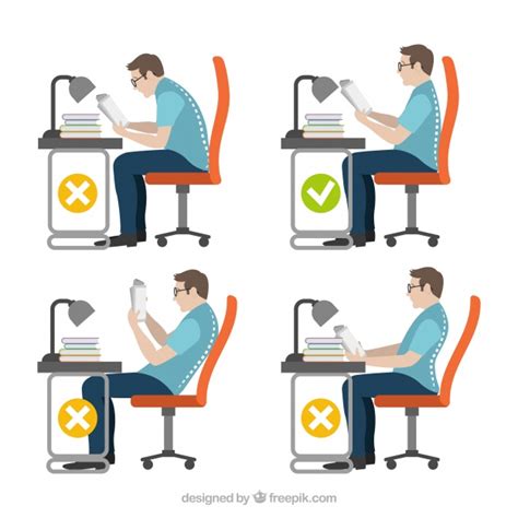 Free Vector | Set of man sitting correctly and incorrectly
