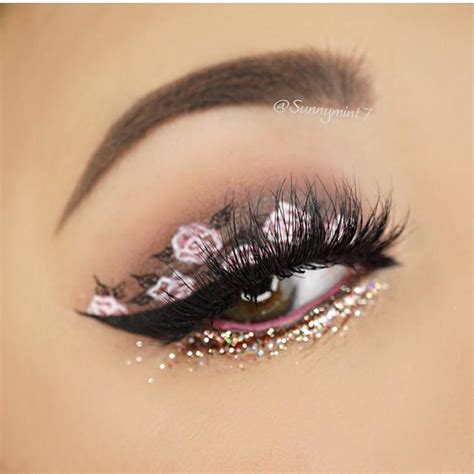 Floral Eye Makeup With Rose Gold Glitter Eye Makeup Art Artistry
