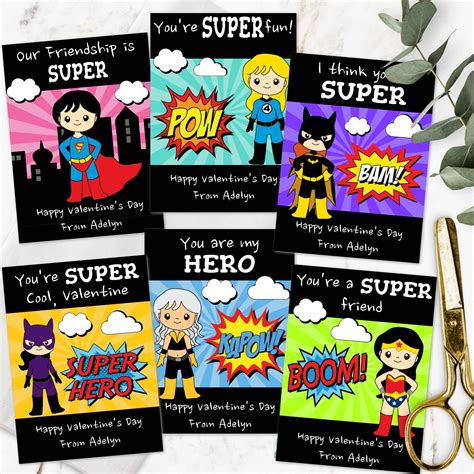 Super Hero Girl Valentine Card Template Printable Superhero Valentines