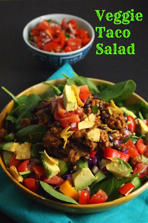 This one is filled with meaty shiitake and cremini mushrooms, spinach, and ricotta and mozzarella cheeses. Spinach Vegetarian Taco Salad | Recipe | Clean eating ...
