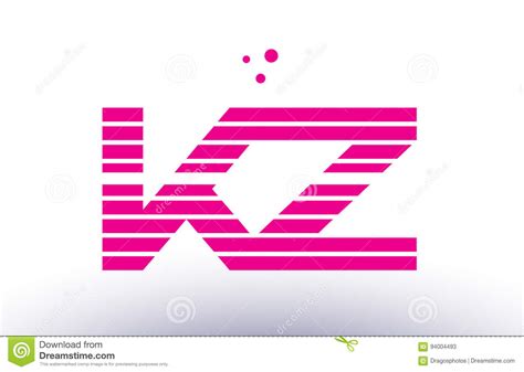 kz k z pink purple line stripe alphabet letter logo vector template stock vector illustration