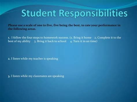 Ppt Student Responsibilities Powerpoint Presentation Free Download