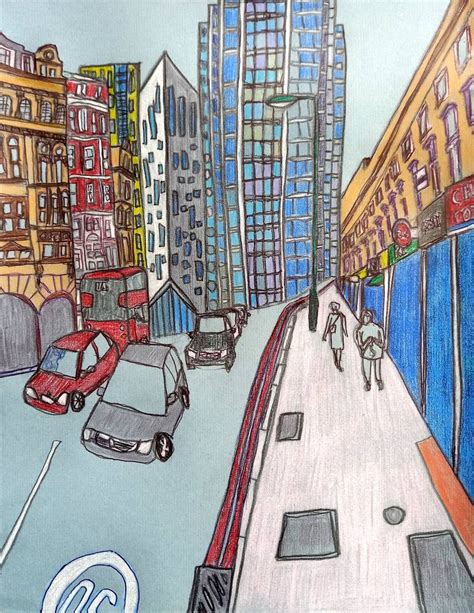 City Street Scene Drawing