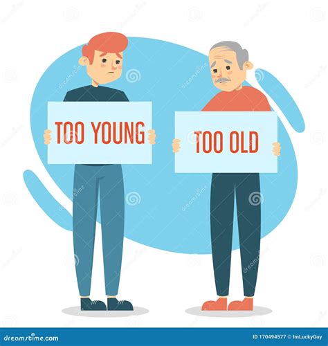 Too Young And Too Old Man Vector Isolated Idea Of Ageism Stock Illustration Illustration Of