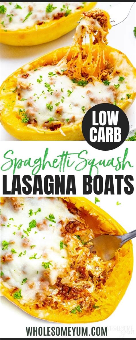 Stuffed Spaghetti Squash Lasagna Boats Wholesome Yum