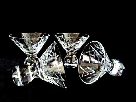 set of 4 martini glasses fine etched crystal balled stem etsy martini glasses martini crystals