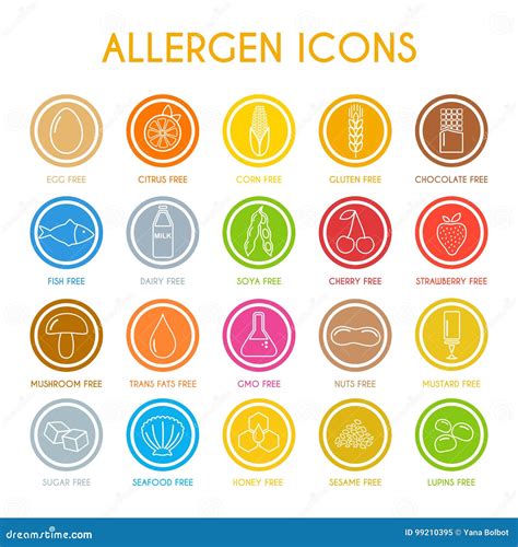 Allergen Icons Set Stock Vector Illustration Of Diet 99210395