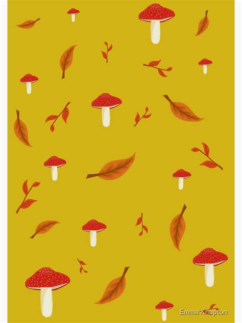 Autumn Leaves And Mushrooms Sticker By Emmaknap Redbubble