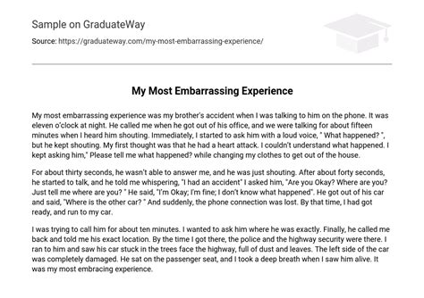 My Most Embarrassing Experience Essay Example GraduateWay