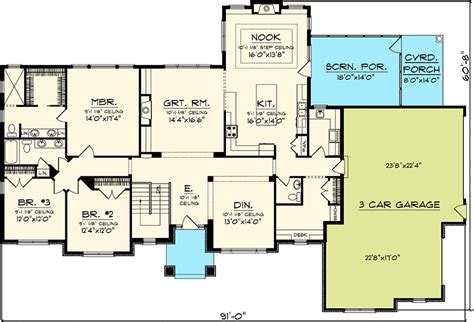 Rambling 3 Bedroom Ranch Home Plan 89828ah Architectural Designs