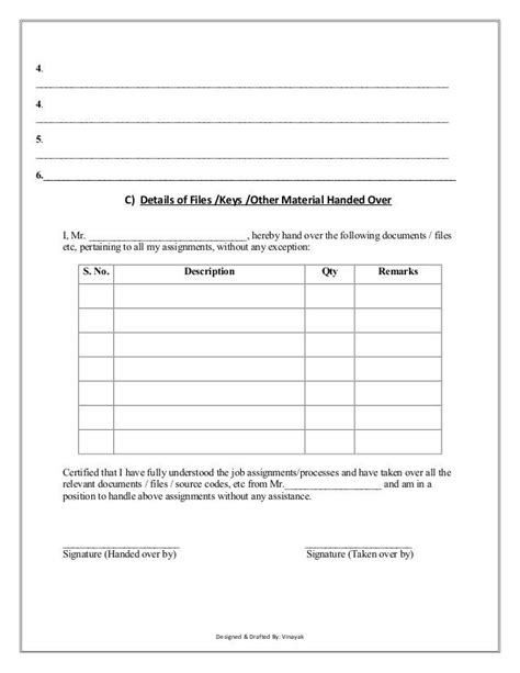 Work handover format in excel. handover letter template cool templates www template kid ...