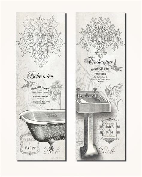 Vintage Black And White Bathroom Poster Prints For Modern Bathroom Wall