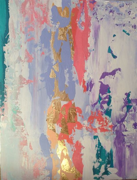 Pastel Abstract Painting With Gold Leaf By Jenniferflanniganart