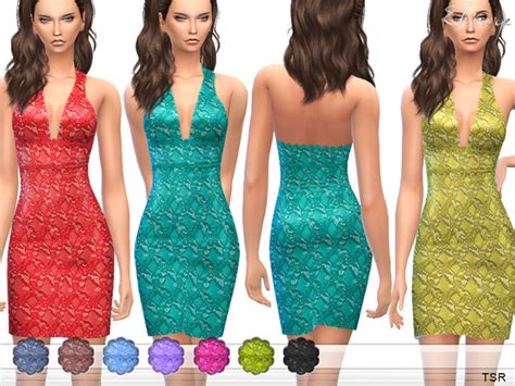 Lace Overlay Halter Dress By Ekinege At Tsr Sims 4 Updates