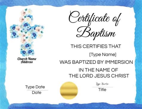 Free Baptism Certificate Templates Customize Online No Watermark