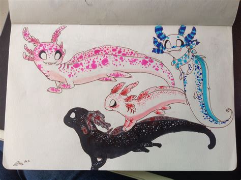 Easy drawing guides > animal , cartoon , easy > how to draw an axolotl. My Axolotl OCs!:3 by Clara mc | Drawings, Art inspiration ...