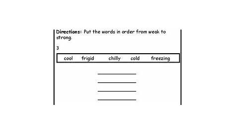 shades of meaning worksheets