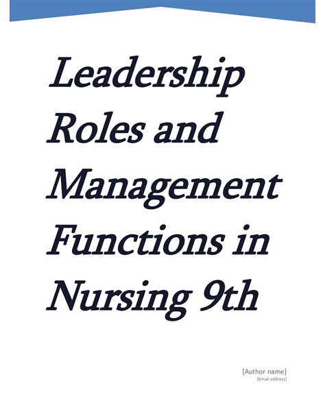 Leadership Roles And Management Functions In Nursing 9th Edition