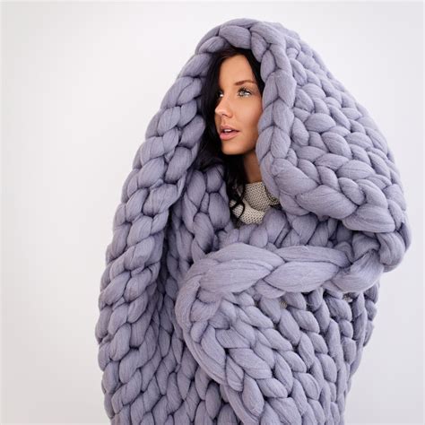 Chunky Knit Blanket Merino wool BlanketGiant Knit Throw | Etsy | Arm 