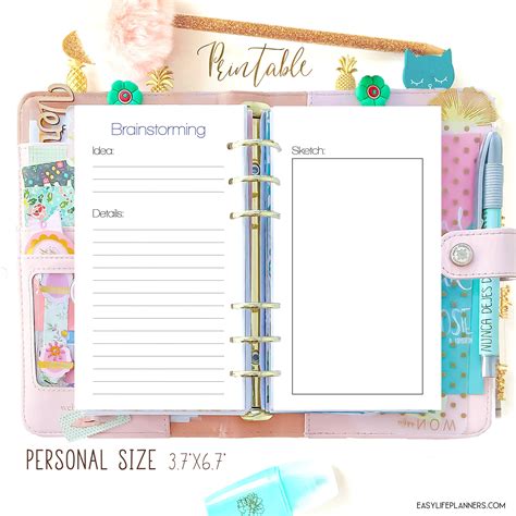 Personal Planner Inserts Brainstorming 37 X 67 Filofax Etsy In 2021