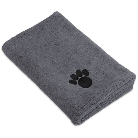 Bone Dry Gray Embroidered Paw Pet Towel 44 L X 275 W X 02 H Petco