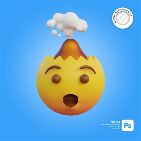 Premium Psd 3d Illustration Emoticon Expression Mind Blown Or Head