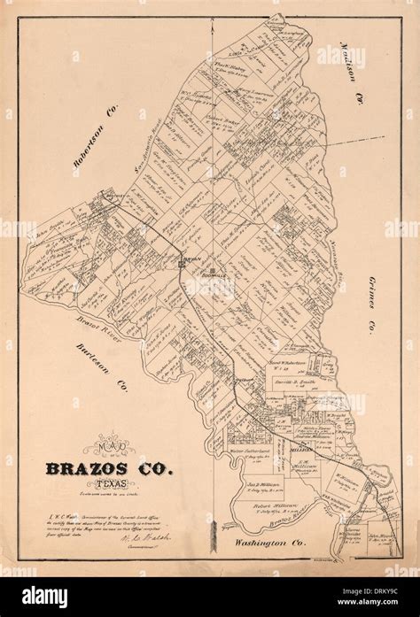 Map Of Brazos County Texas Usa 1879 Stock Photo Alamy