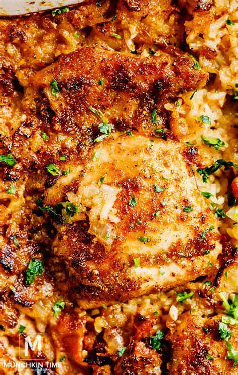 Easy Chicken Thighs And Rice Casserole Recipe Munchkin Time
