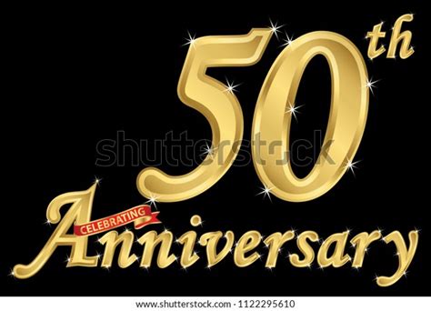 Celebrating 50th Anniversary Golden Sign Vector Stock Vector Royalty