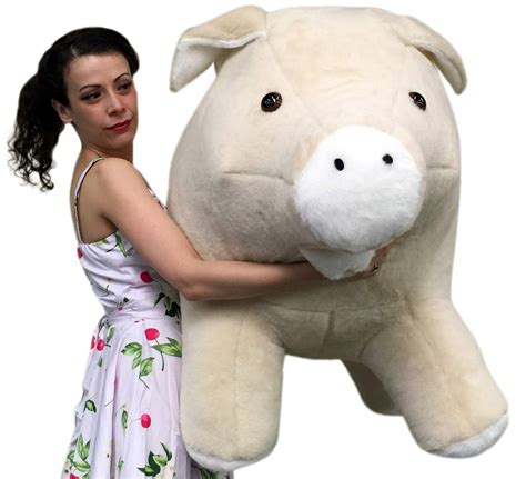 American Made Giant Stuffed Pig 40 Inch Brown Soft Plush Hog Made In