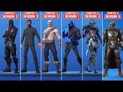 Evolution Of Fortnite Tier 100 Battle Pass Skins Chapter 1 Season 1 Chapter 2 Season 5