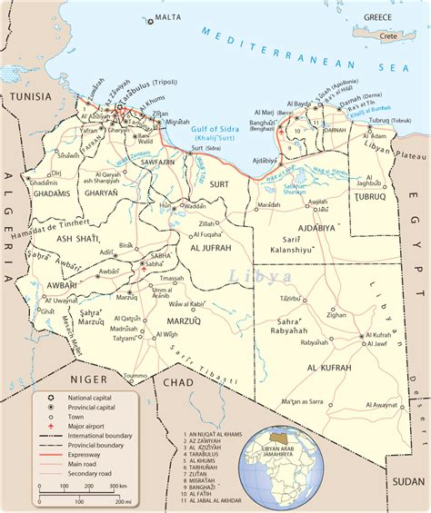 Within africa, libya has the longest mediterranean coastline and is home to many unspoiled beaches. Map of Libya, Tripoli - Travel Africa