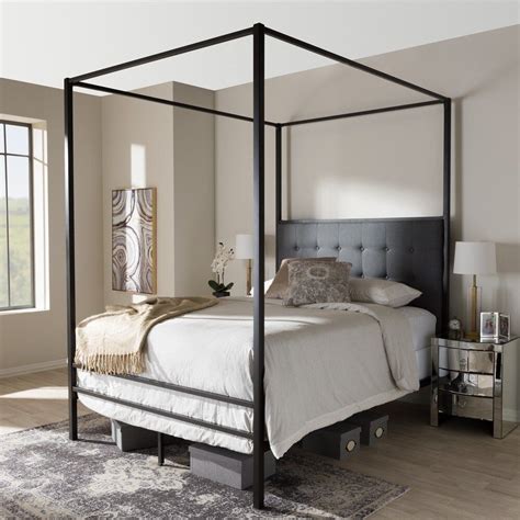 Industrial Black Canopy Bed By Baxton Studio Size Queen Overstock