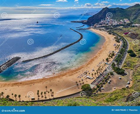Aerial View Of Teresitas Beach In Tenerife Canary Islands Spain Stock