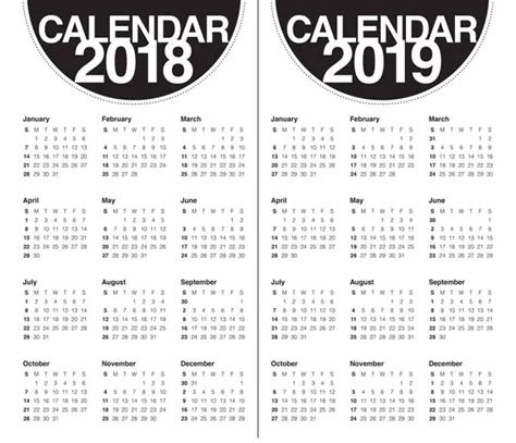 Calendar 2018 2019 Stock Vectors Royalty Free Calendar 2018 2019