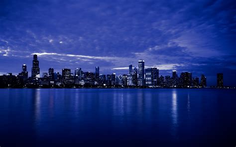 Chicago Skyline At Night Free Stock Photo Public Domain Pictures