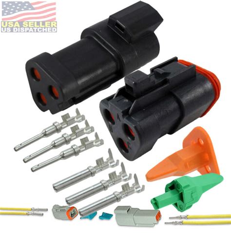 Deutsch 3 Pin Connector Black End Cap Pins And Seals Crimp Terminals