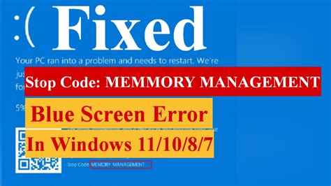 Stop Code Memmory Management Blue Screen Error In Windows Memory Bluescreen Iphone