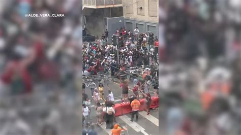 fights break out after person sprays mace into crowd at san francisco pride stage organizers