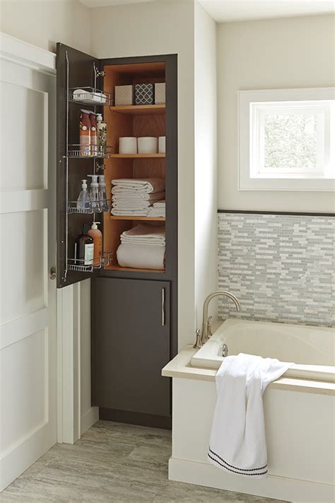 I hope this basic tutorial gives you some small bathroom closet organization ideas that are easy to implement! Linen Closet - Diamond Cabinetry