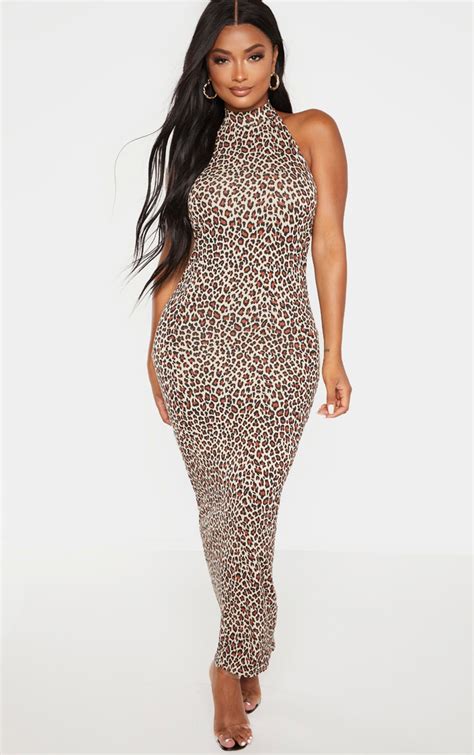 Shape Brown Leopard Print Midaxi Dress Prettylittlething Il