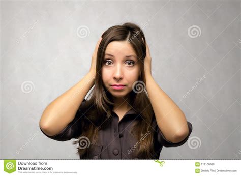 Girl Cover Her Ears By Her Hands Stock Image Image Of Ignore Adult 119108889