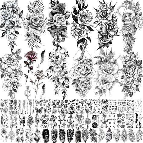 Buy Shegazzi 63 Sheets 3d Flower Temporary Tattoos For Women Girl 12 Sheets Realistic Sexy Rose