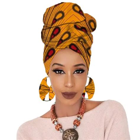 Print Turban Traditional African Headscarf Women Headtie Print Headwrap With Earring In Womens
