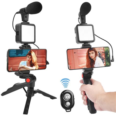 Camolo Smartphone Camera Vloging Kit Youtube Camera Video Kit With Led Light Microphone Phone